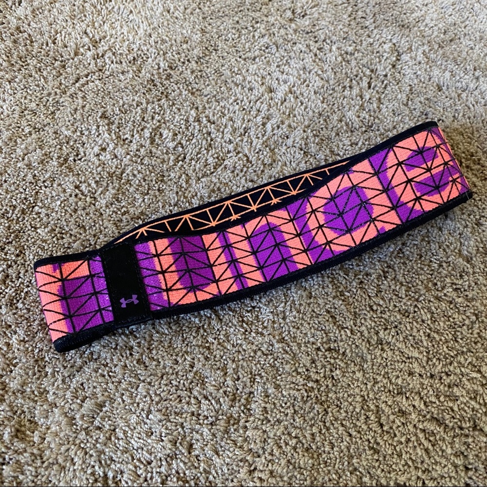 Under Armour Purple and Pink Geometric Elastic Workout Headband